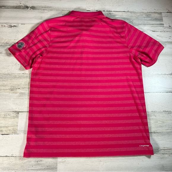 Oakley Men’s Pebble Beach Golf Links Pink Striped Polo Shirt Size 2XL - Picture 4 of 8